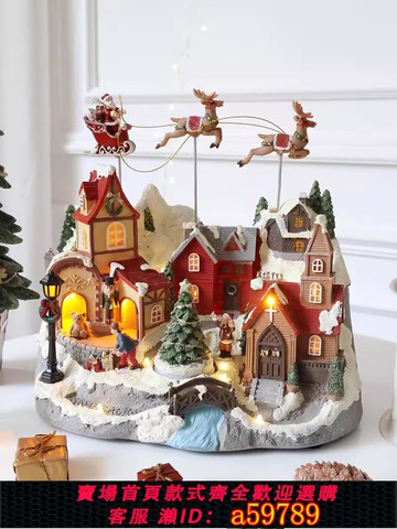 【全網低價 可打統編】歐式聖誕節微景觀桌面擺件電動旋轉小火車音樂盒聖誕樹八音盒禮品