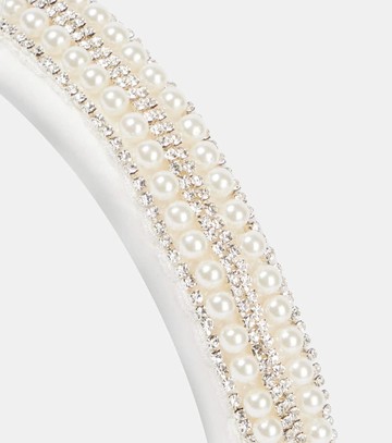 Self-Portrait Embellished satin headband