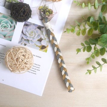 編織手機手腕繩=仿皮繩=經典麻花紋=米白x焦糖x灰