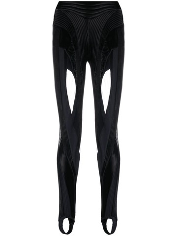 Mugler - high-waisted multi-panel leggings - women - Polyurethane/Elastane/Polyamide - 36 - Black