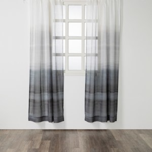 艾禮思仿麻印花落地窗紗230x270 漸層灰