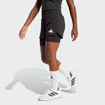 【adidas 愛迪達】 ALL SPORTS PACER NXT 二合一運動短褲 吸濕排汗 童裝 JJ0992