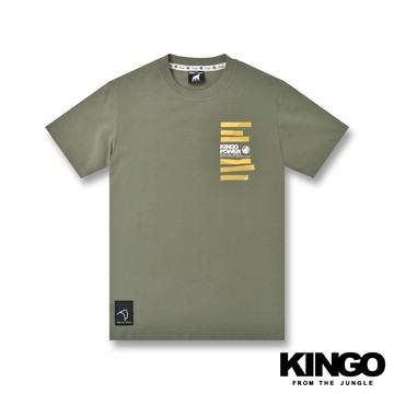 KINGO男款｜軍綠色印花T恤 411125｜官方直營