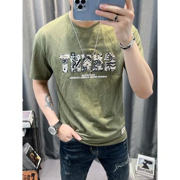 2025夏天棉麻短袖t恤男薄款速干潮流百搭青年麻料涼感貼布上衣服