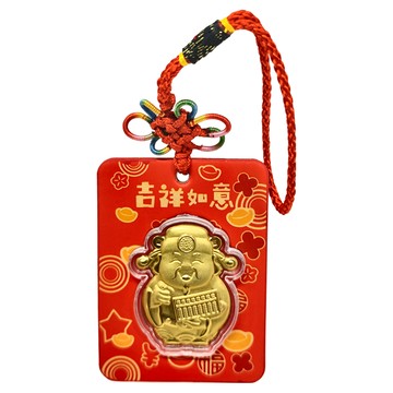 泊金財神掛牌 Set 3個 金飾  財神爺3.6 x 4.4cm 掛牌7.5 x 2cm 卡紙18 x 6.5cm  金色-款式隨機