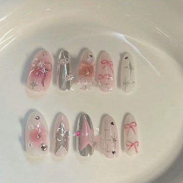 🎀台灣48H出貨🎀 手工穿戴甲 春日粉嫩美少女愛心顯白手工穿戴甲 美甲片 穿戴甲 指甲片 穿戴甲片 假指甲 美甲貼片