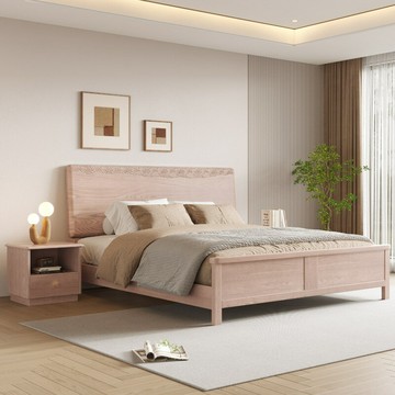 優樂悅~現代簡約白蠟木床1.8米雙人床氣壓高箱儲物床原木色主臥實木床