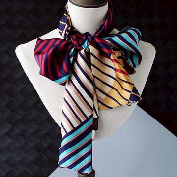 絲巾小長條春秋長款紅色條紋百搭小領巾韓國職業裝飾護頸小絲巾冬1入