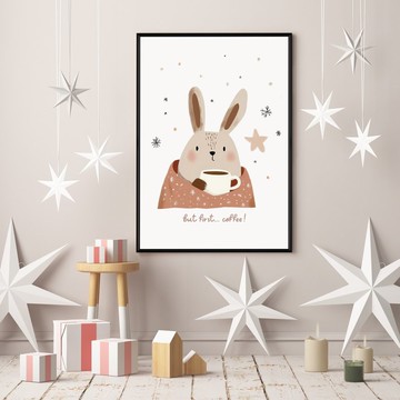 暖冬裡的小兔子-聖誕插畫/聖誕樹裝飾掛畫/聖誕小物/聖誕交換禮物