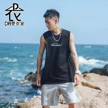 DR更衣室- 男生衣服 簡約文字印花無袖上衣 男裝 百搭 夏季穿搭背心 休閒【NL623469】