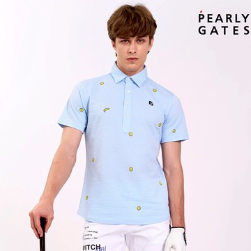 【ṔEARLY GATES】男款藍色凹凸織紋帶來爽觸感流暢剪裁短袖POLO衫 JGV20417