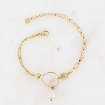 ikita Paris 粗細鍊芒星珍珠墜手鍊