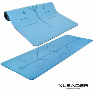 【Leader X】天然橡膠PU雙面防滑輔助正位線瑜珈墊(三色任選)