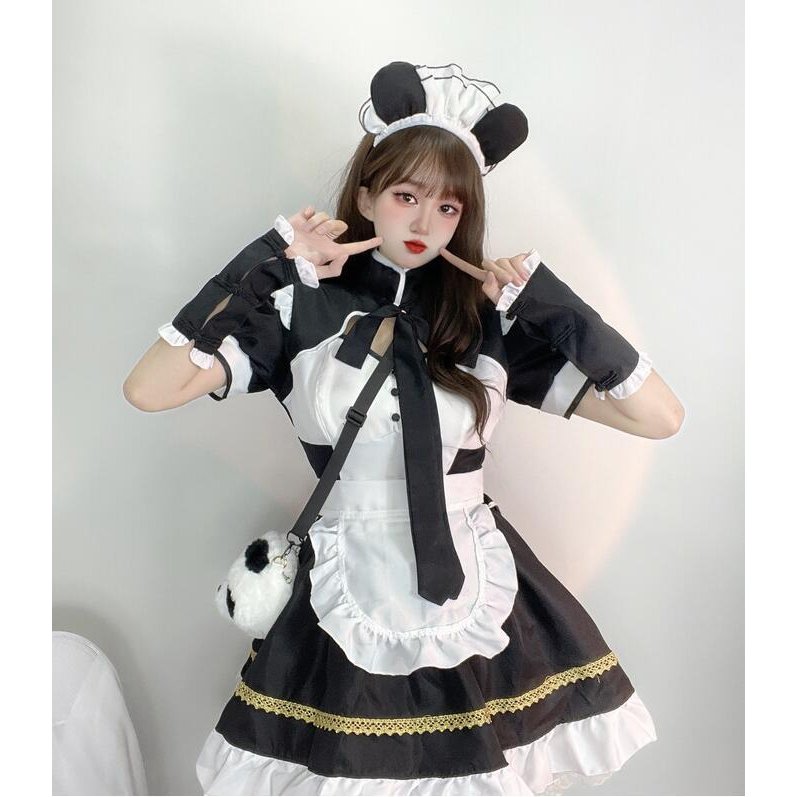 メイド服 コスプレ衣装メイド ワンピース ハロウィン仮装 5点セット ロリータ ゴスロリ学園祭レディース コスチューム  フルセット可愛い髪飾り全店二点送料無料 通販 LINEポイント最大0.5%GET | LINEショッピング