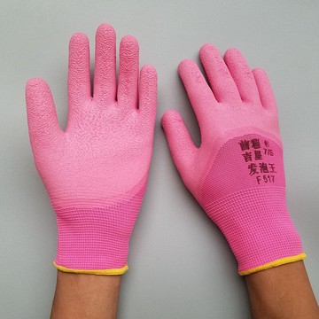 前程吉星發泡王女士小號勞保線掛膠手套上班工作耐磨防滑柔軟透氣