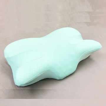 mimo 【家居】強效Q-MAX冰晶紗-月牙高密度枕手睡中高雙用記憶枕-附涼感布套(1入)水綠