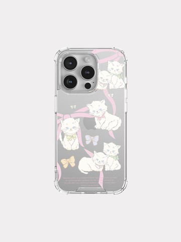 Ribbon Cat Drawing Design Tank Phone Case [Clear]