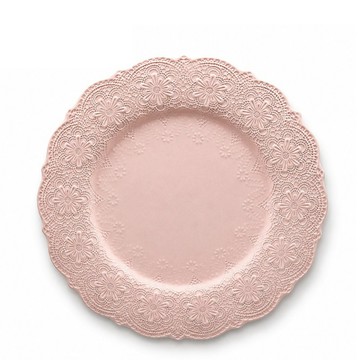 義大利VBC casa 手工浮雕蕾絲系列 33cm餐盤 粉紅色