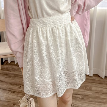 【HARPER】輕婚紗蕾絲短褲裙 有內裏 | 現貨  短褲裙 蕾絲 白裙【SKB49831H】