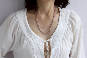 串珠裹手鍊美雪种子珠腮紅粉紅金色粉彩項鍊