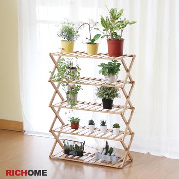 【RICHOME】竹製折疊收納五層架(免組裝)