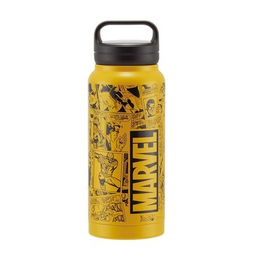 百科良品 MARVEL 漫威 漫畫風紀念款 不鏽鋼保溫杯 隨身杯 800ML(提把設計)-黃