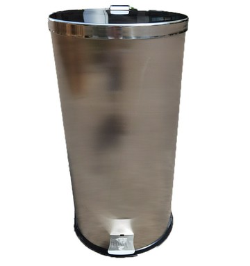 50升100升圓形不銹鋼腳踏垃圾桶 大型腳踩式環衛衛生桶防火阻燃[DD080109]