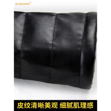 皮羽絨手臂套加厚秋冬季保暖袖套 仿羊皮胳膊袖套 黑色袖子長護袖