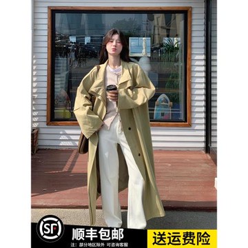 卡其色高端大牌chic寬松風衣女長款春秋新款休閑氣質英倫風外套韓