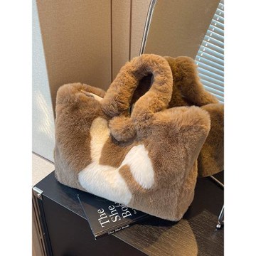 大容量毛絨包包女2024新款秋冬手提包上班通勤包托特包毛茸單肩包