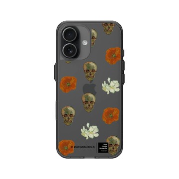 iPhone 17 Clear (相機按鈕) 酷墨灰 - Van Gogh Museum - 骸骨與花卉 - 重複圖案