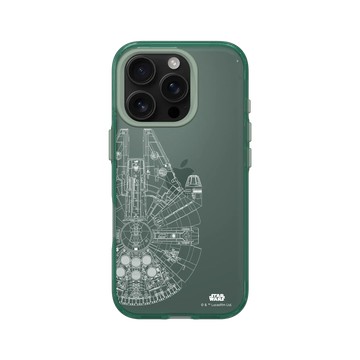 iPhone 16 Pro Clear 憂墨綠 - 迪士尼-星際大戰 Star Wars - 千年鷹-線條白