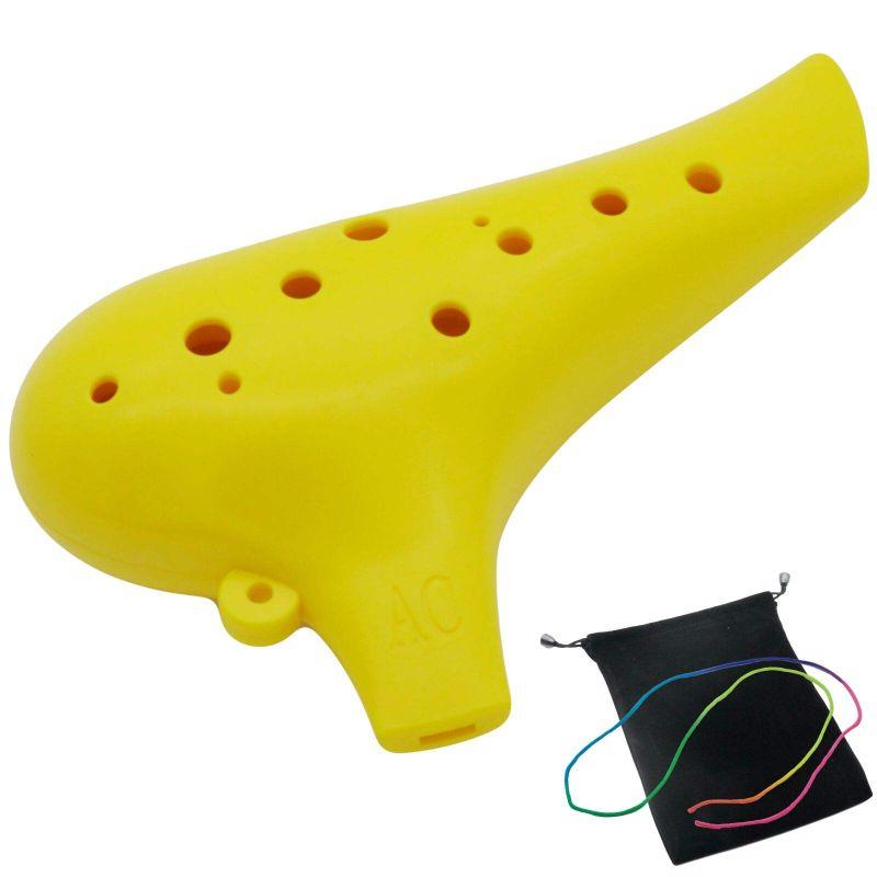 オカリナ 楽器 12穴 アルトプラスチック C調 AC Ocarina 吹奏管 樹脂 (イエロー)