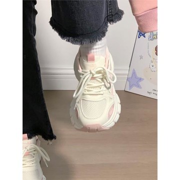 回力粉色老爹鞋女春季新款透氣百搭鞋子ins潮小眾女鞋輕便運動鞋