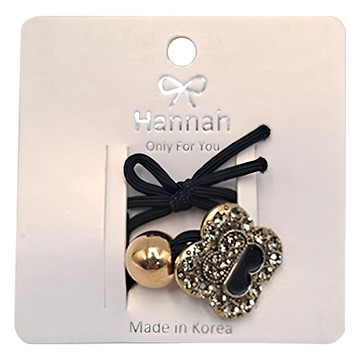 Hannah 正韓造型髮束 2入/組  四葉草鑽 黑色