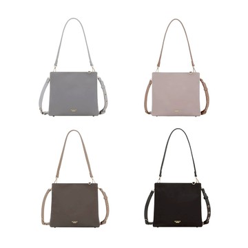 KINAZ 多層拼接皮革雙背帶肩背斜背尼龍包-企鵝系列