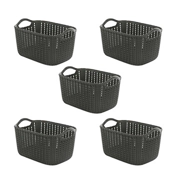 仿藤編 PP材質 收納籃 小號 Set 5  20 x 14 x 12cm  黑色