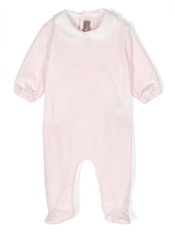 Little Bear - embroidered-motif long-sleeve romper - kids - Cotton/Polyamide - 6 mth - Pink