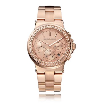 『Marc Jacobs旗艦店』美國代購 MK5586 Michael Kors 玫瑰金小菱水鑽三眼計時腕錶｜100%全新正品｜