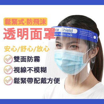 【JIELIEN 傑聯】 防疫 鬆緊式防飛沫透明面罩 防口水