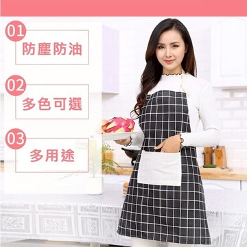 PS Mall【J150】棉麻圍裙 條紋/格子棉麻圍裙