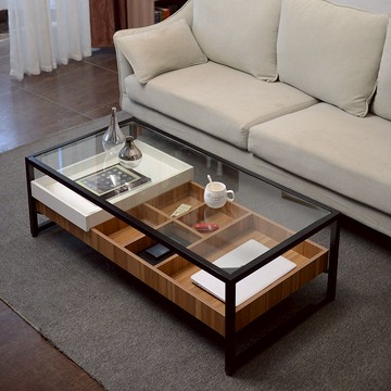 鐵藝玻璃茶幾桌邊幾臥室鐵藝小戶型儲物收納櫃邊櫃簡約現代床頭櫃365YJ 公司貨 快速寄出