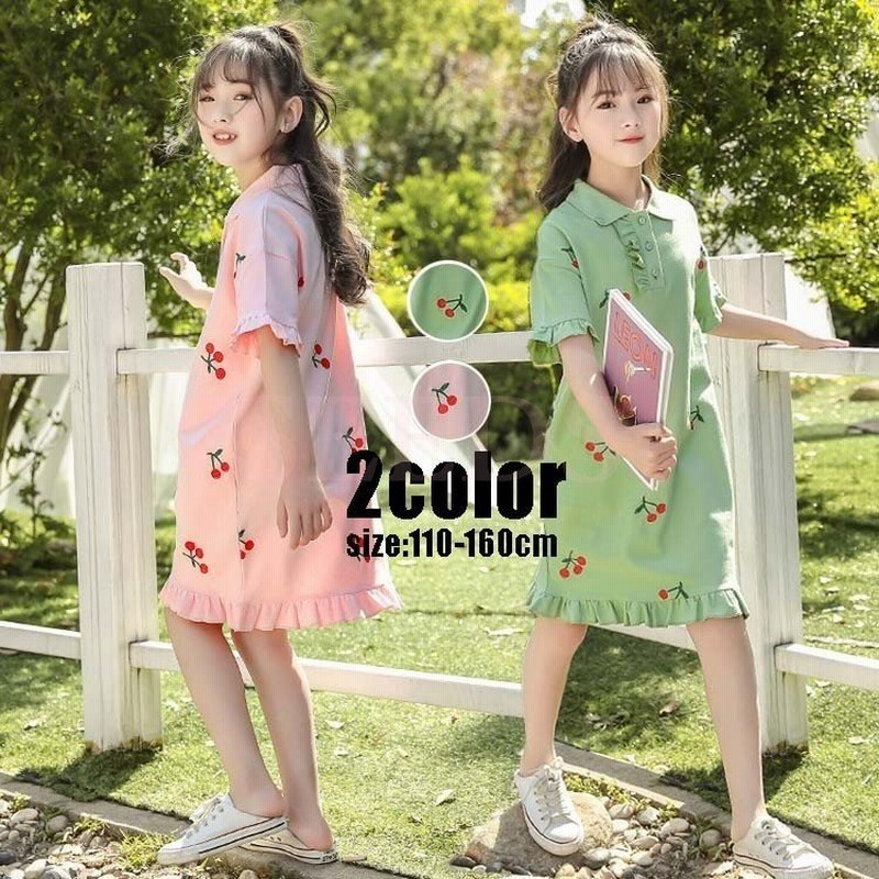 ワンピース 韓国子供服 キッズ 女の子 半袖ワンピース おしゃれガールズワンピース 膝丈 Polo襟 小学生 普段着 ジュニア 子ども服 110 160cm 通販 Lineポイント最大get Lineショッピング