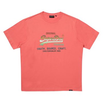 SUPERDRY 韓版 中性款 男女適穿 短袖T恤 短Tee 1985 Gradient 珊瑚紅