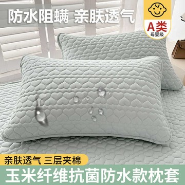 ✨限時下殺+桃園速寄🌟 夾棉防水枕套a類48x74枕頭套一對裝家用防水單個枕芯
