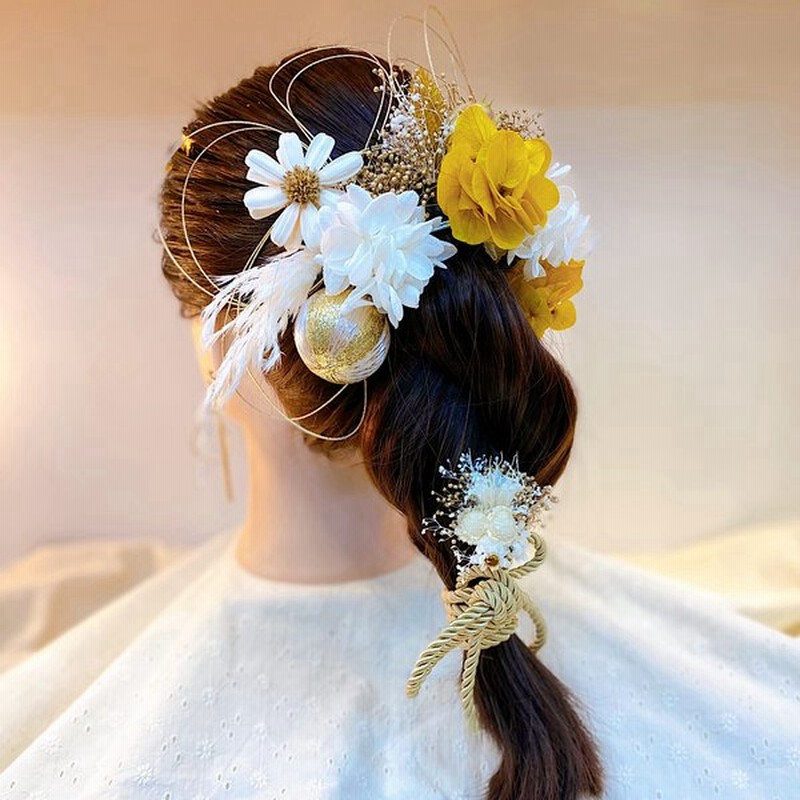 ホワイト マスタード 水引きマーガレット髪飾り 水引 水引き 金箔 紐 ゴールド水引き 卒業式 成人式 袴 卒業式ヘアアレンジセット 通販 Lineポイント最大0 5 Get Lineショッピング