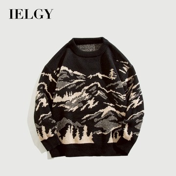 IELGY 衛衣男春秋日系針織毛衣寬鬆套頭衫