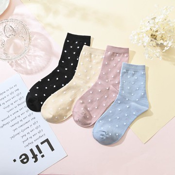 1/2少女襪-緹花點點2雙入-多色任選