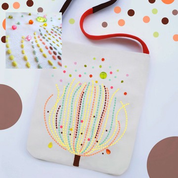 可愛手工刺繡托特包，14 盎司帆布材質，獨特設計，尺寸 12x13.5 英吋。