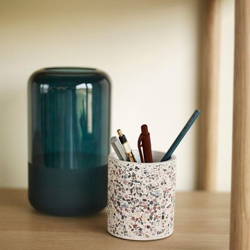 【Hübsch】－530803 自然色系水磨石置物罐-2件組 收納罐 筆筒聖